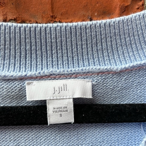 J. Jill Womens Small Blue Ribbed Knit Split Hem Boxy Sweater - Picture 4 of 8